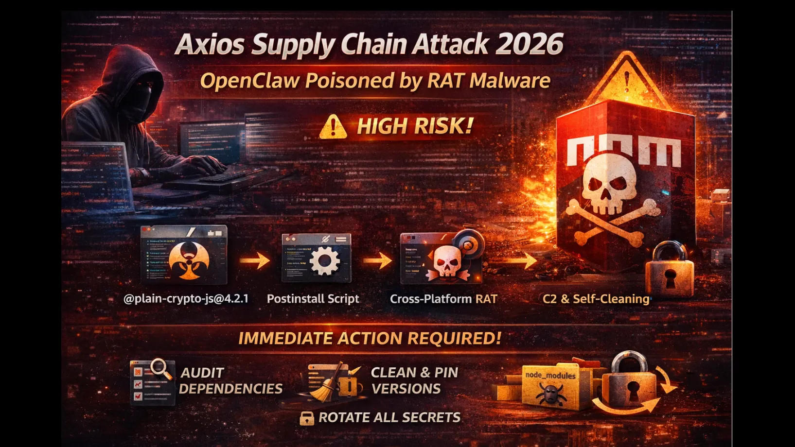 Axios Poisoned in 2026 NPM Attack: OpenClaw Projects Compromised by Malicious RAT